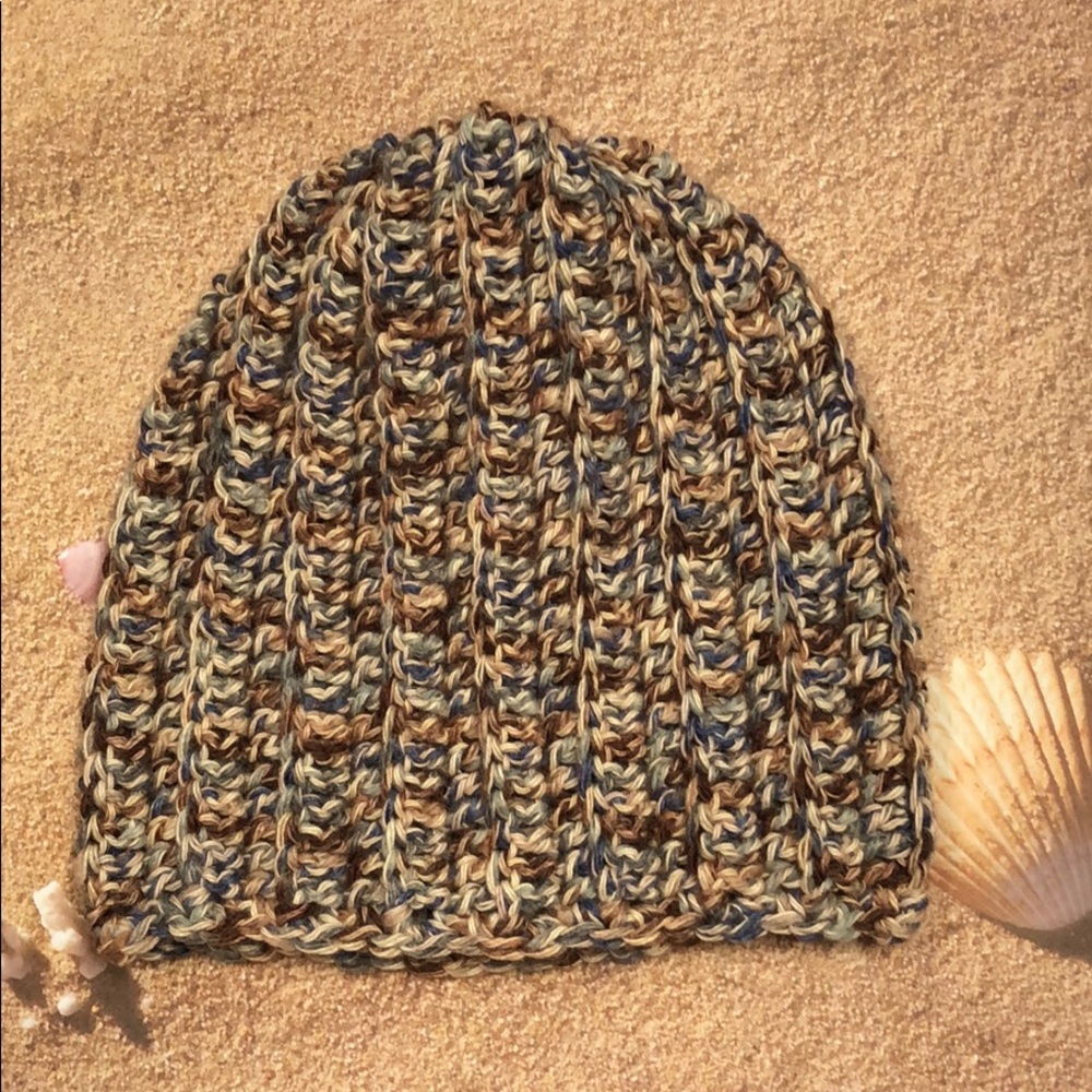 Lady or men beanie hat handmade shades of brown